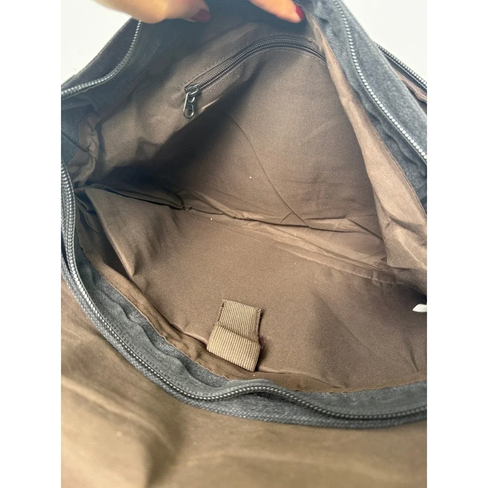 Canvas Messenger Bag Charcoal Gray Crossbody Laptop Satchel Multi-Pocket Utility
